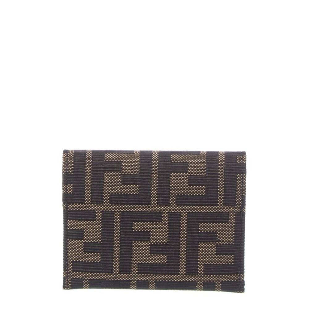 Fendi Ff Jacquard Canvas Card Case, Brown